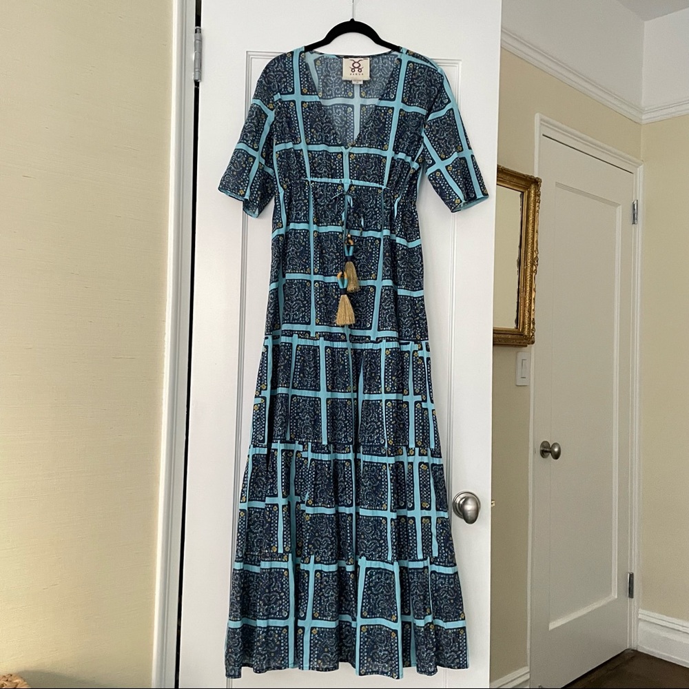 Figue Kalila blue printed dress — size small